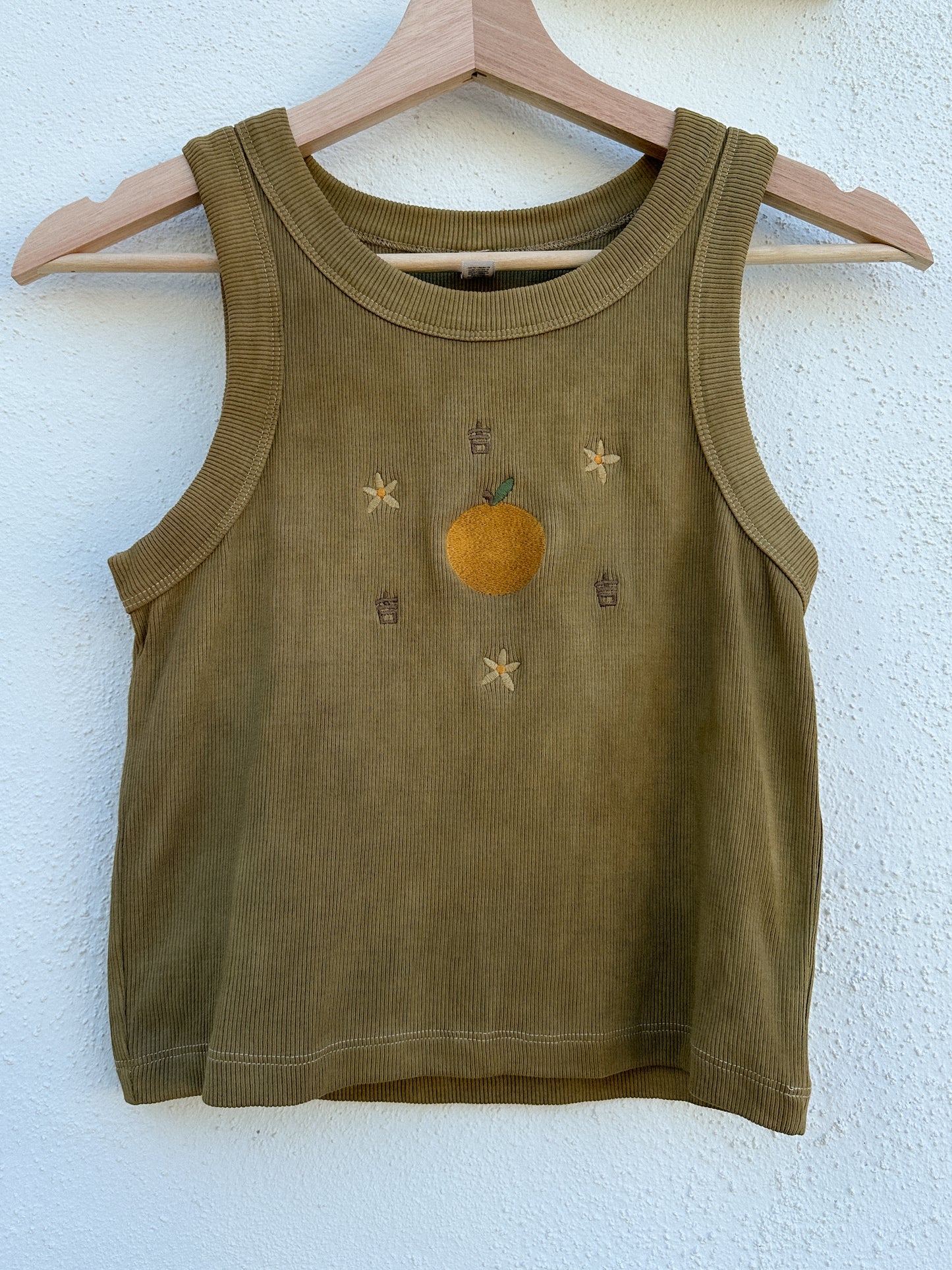 Lucky 吉 Blossom Crop Tank (Brown)