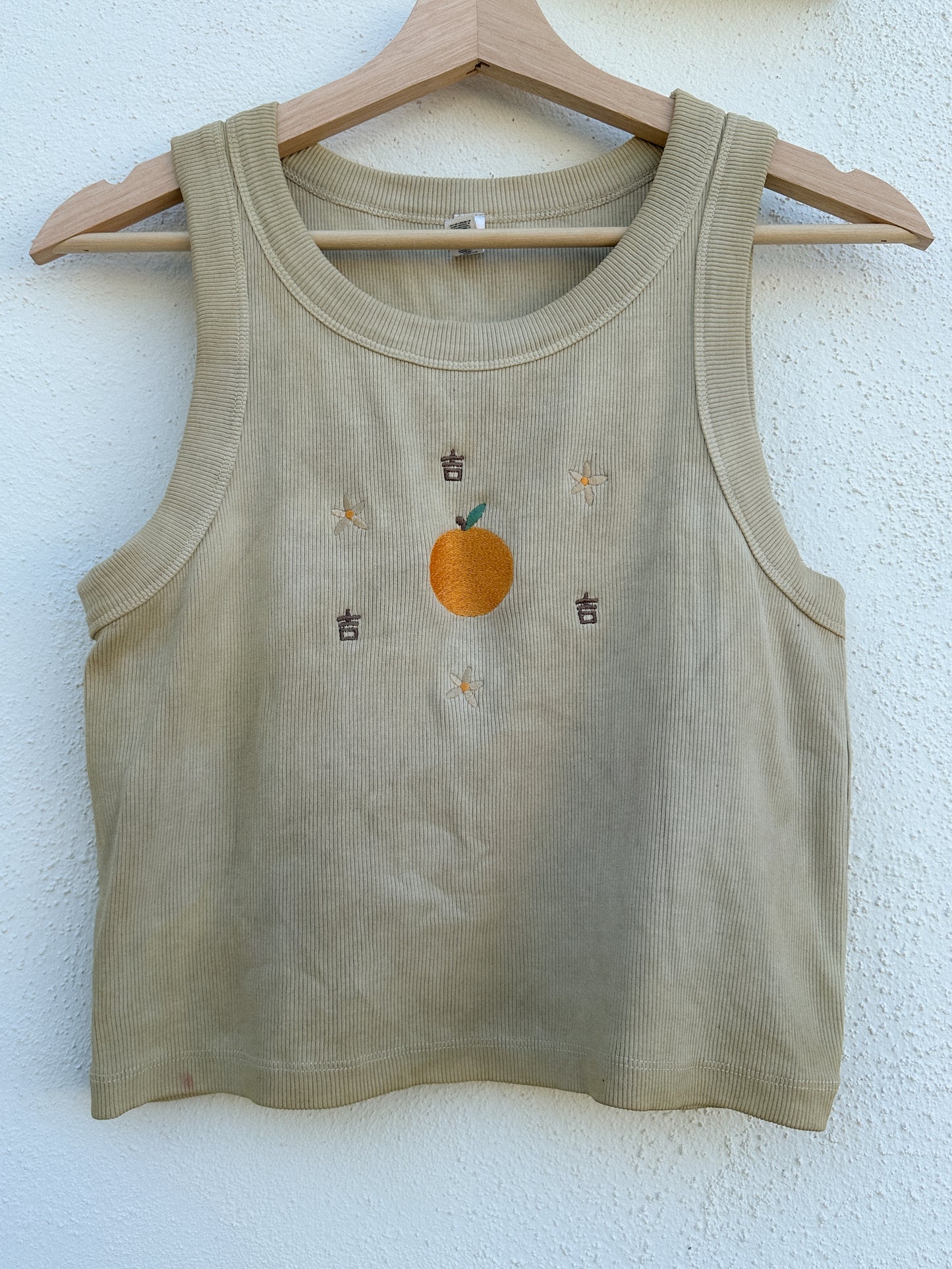 Lucky 吉 Blossom Crop Tank (Dark Beige)