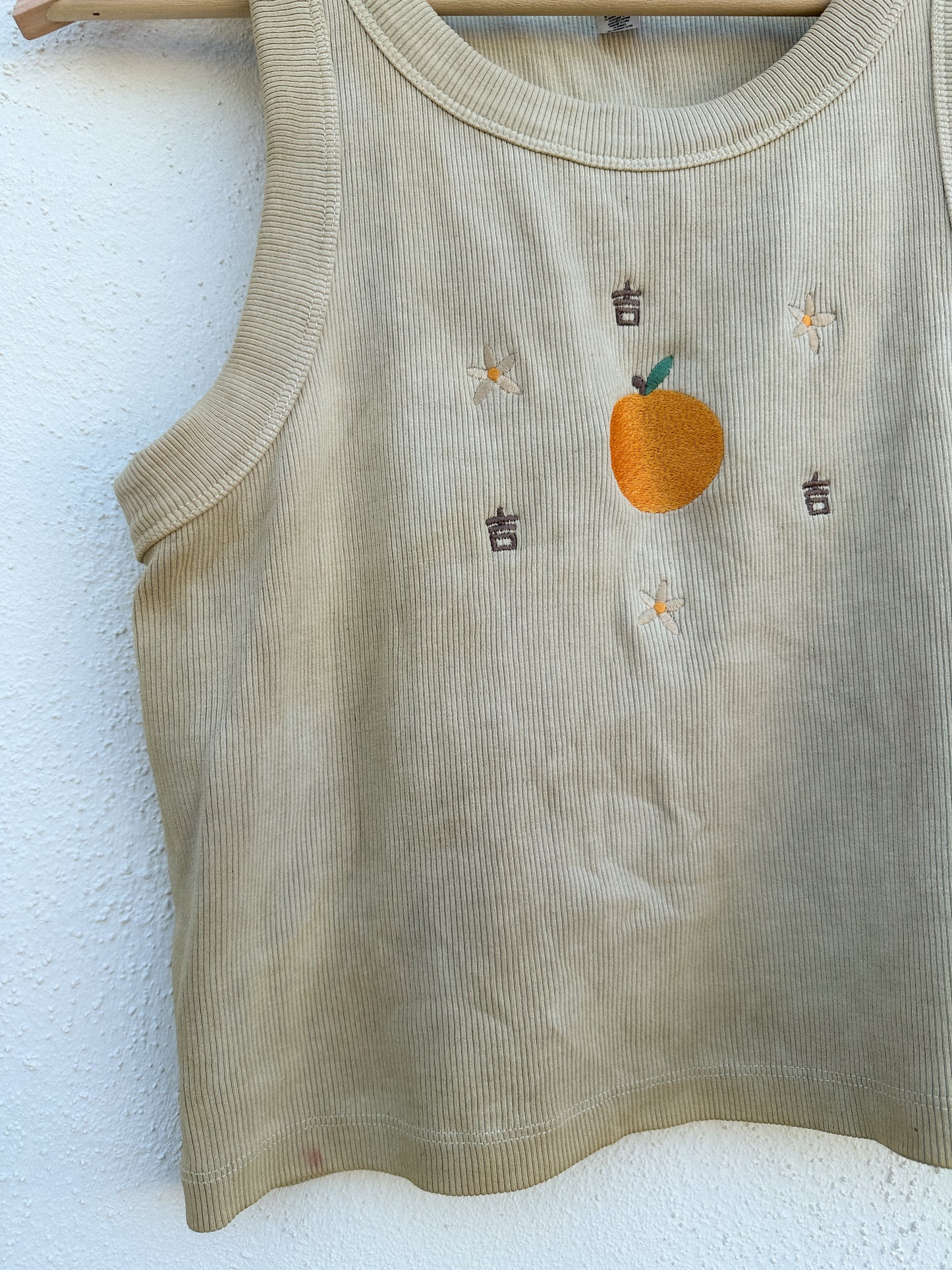 Lucky 吉 Blossom Crop Tank (Dark Beige)