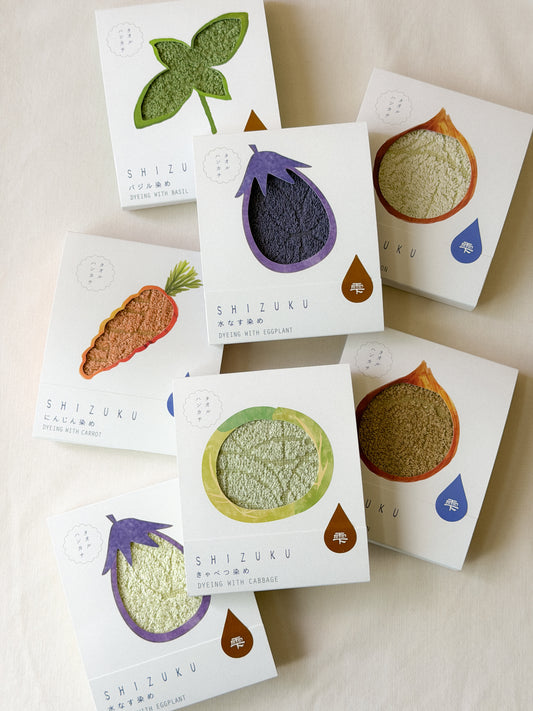 Layout of various colorful Shizuku towels that are naturally dyed with vegetables